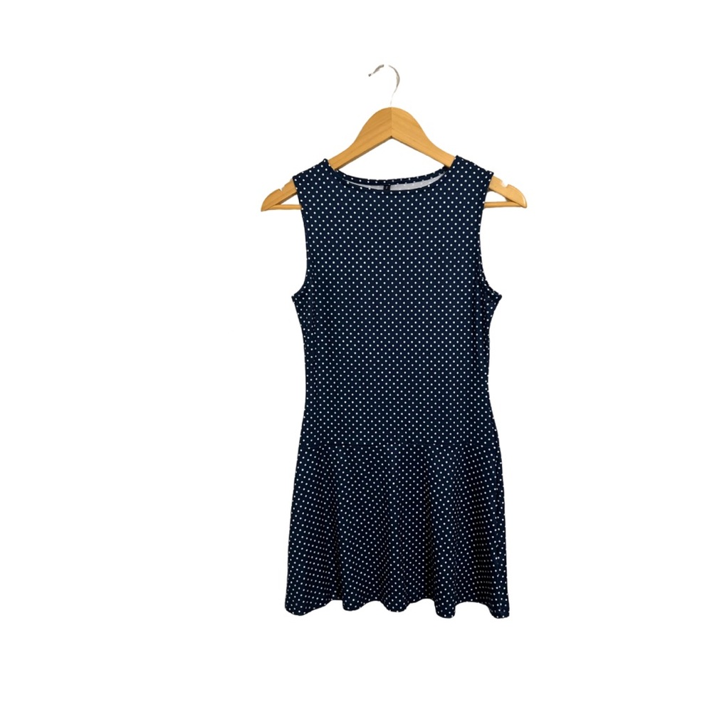Navy Polka Dot Sleeveless Dress